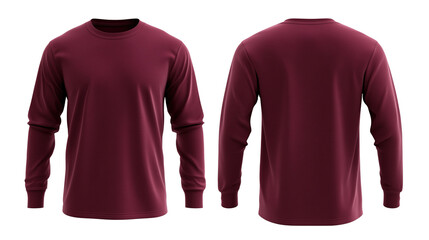 Dark Red Long Sleeve T-Shirt Template