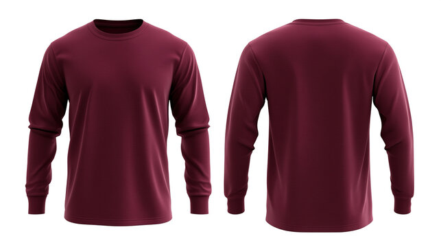 Dark Red Long Sleeve T-Shirt Template