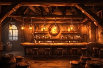Obraz premium Discover the charm of old tavern art in vintage pubs.