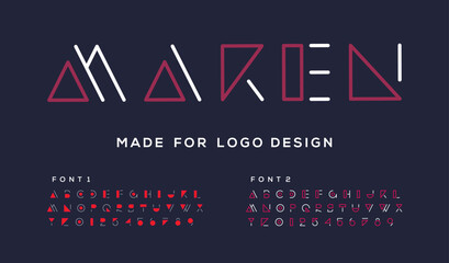 Futuristic alphabet design, character set, typography, letters and numbers. Vector illustration
