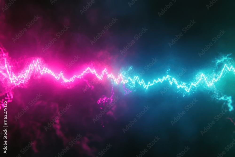 Leinwandbilder vibrant 3d light waves pulsate with neon glow in a captivating digital display. generative ai