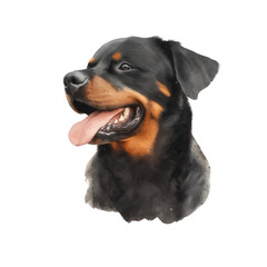Fototapeta premium A black and brown dog with a tongue sticking out