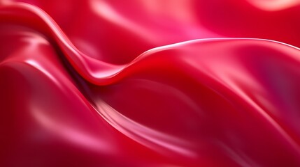 Obraz premium A close-up of smooth, flowing red fabric that captures light, showcasing its glossy texture and vibrant color.