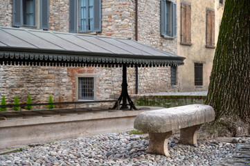 Historical part of Bergamo city, Bergamo Alta with narrow streets, tourists destination