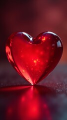 Fototapeta premium Glowing red heart captures the essence of love and passion in a serene atmosphere