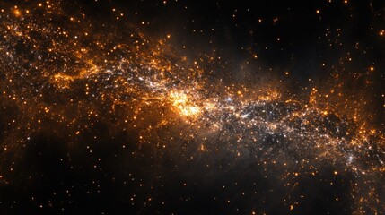 Golden Spiral Galaxy In Distant Space