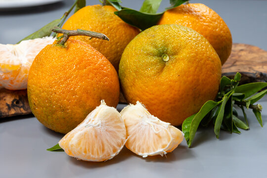 Fresh ripe organic Spanish mandarins citrus fruits