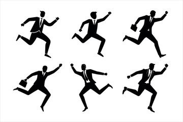 Businessmen Running in Different Action Poses silhouette vector design