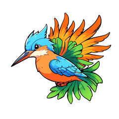 Obraz premium Vibrant Kingfisher Bird Illustration: A Colorful Masterpiece