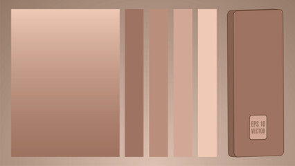 Brown color of the year. Soft vector gradient mocha mousse with palette laid out on plates.