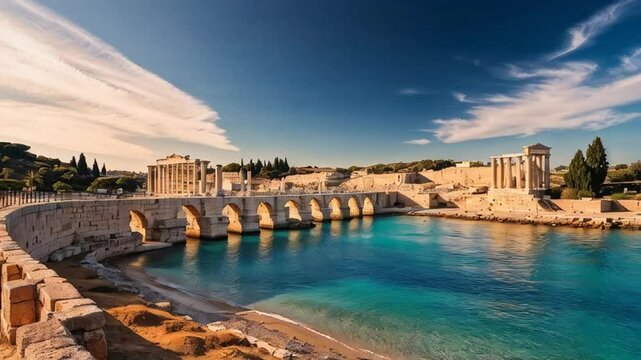 stunning harbor caesarea israel sunny summer day

