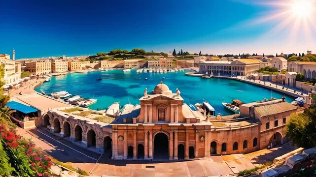 stunning harbor caesarea israel sunny summer day

