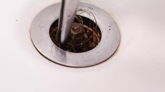 With tongs, they take the hair out of the drain hole in the shower. clogging and contamination of the water supply in the bathroom.