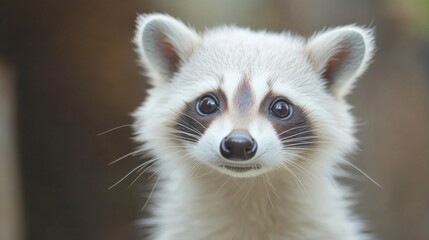 Obraz premium Curious Albino Raccoon with Soft White Fur