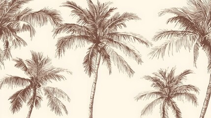 Sketch of several tropical palm trees against a light background