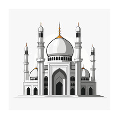 Mosque Building Vector Illustration Flat Style Design