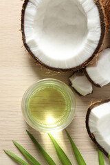 Jar of coconut oil on table