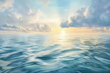 Obraz premium Serene Ocean Sunset Cloudscape Peaceful Waterscape