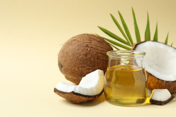 Jar of coconut oil on table