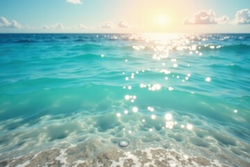 Fototapeta premium Blurred sunlit ocean, abstract summer art, vibrant color palette, vibrant, ocean