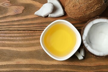 Bowl of coconut oil on table