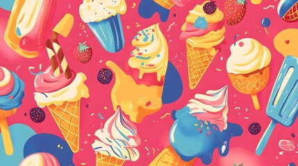Colorful Ice Cream Treats Summertime Delight