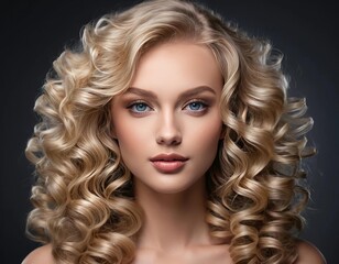 Fototapeta premium A close-up of a girl with blonde curls and natural makeup