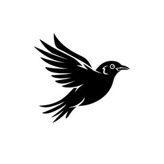 Graceful Feathered Emblem Minimalist Falcon Icon.Raptor Regalia Wisdom of the Swan.A black bird flying in the air on a white background Pro Vector.Minimalist Flying Bird Outline Image Pro Vector.