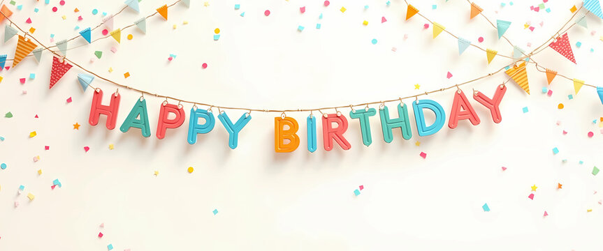Vibrant birthday banner with playful patterns, adding a joyful touch to the festive celebration atmosphere, generative ai