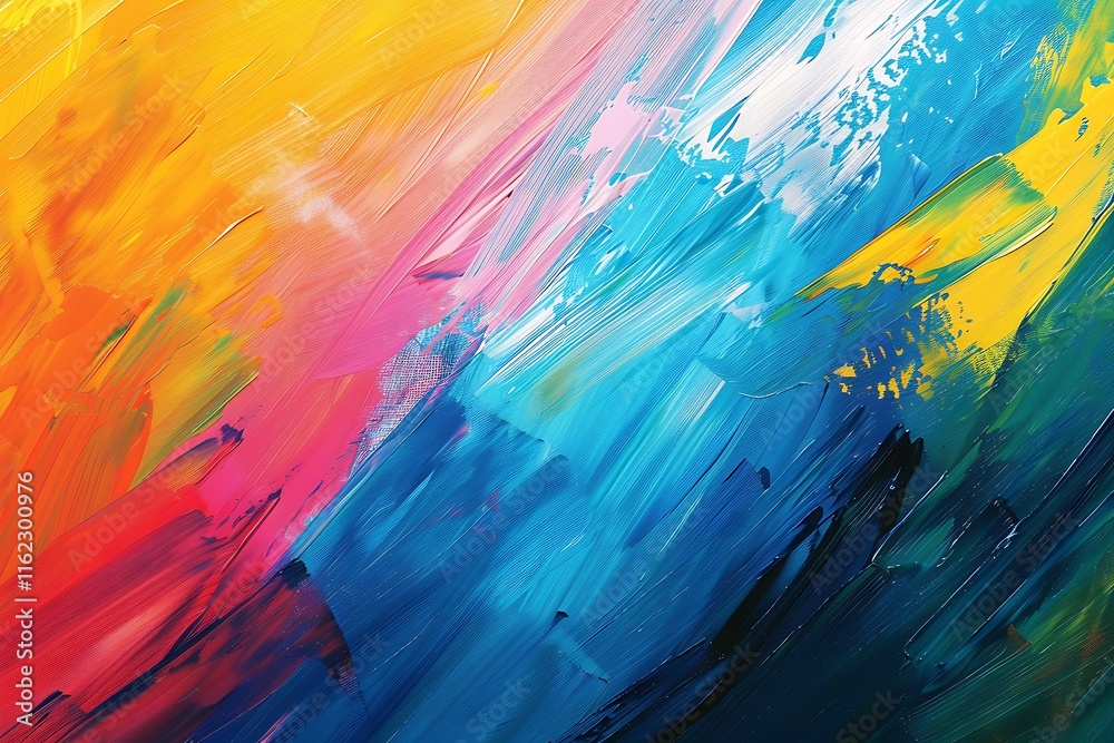 Wall mural abstract background with vibrant brush strokes, oil painting texture, modern style, space for text o