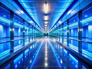 Airport Blue Corridor - Stunning AI Photo