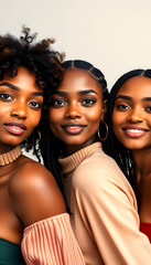 Obraz premium Beauty shot of multiracial group of women, magazine photoshoot, with white tones