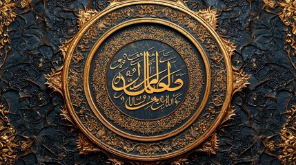 Obraz premium Ornate Golden Frame Encircles Elegant Arabic Calligraphy