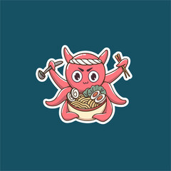ramen tako mascot logo vector