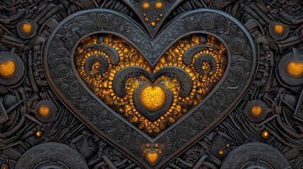 Obraz premium Intricate heart design artistic display digital art abstract environment close-up view love concept