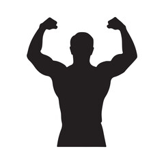 Fototapeta premium Bodybuilder icon. Black Bodybuilder silhouette icon on white background. Vector illustration
