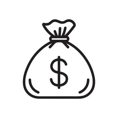 Money bag icon. Black Money bag icon on white background. Vector illustration