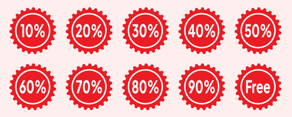 set of discount icons, percentage flat design concept
