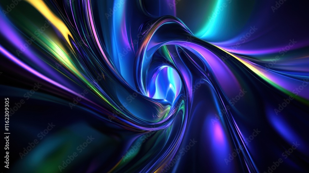 Leinwandbilder Abstract 3D sound waves flowing through vibrant colorful layers in a mesmerizing visual interplay. Generative AI