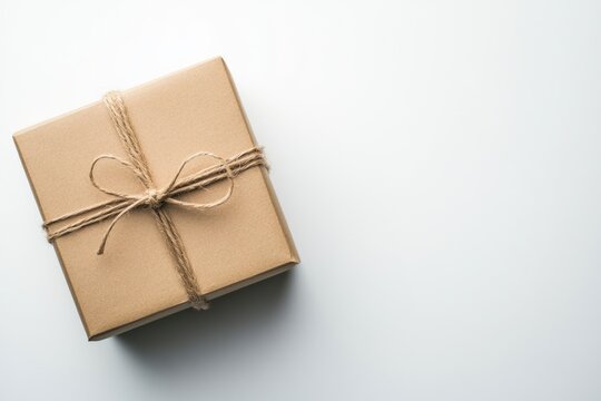 Wrapped package with brown paper and twine