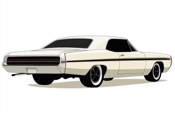 Obraz premium Stylish classic car illustration featuring a sleek, white design with black accents and sporty wheels.