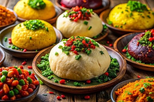 Colorful Kenkey Toppings, Delicious African Dish