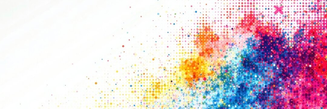 Abstract halftone pattern, white background, cyan, magenta, yellow , element, color