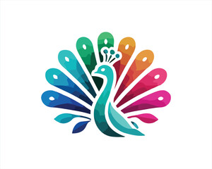 Colorful Peacock bird logo design icon vector illustration. Animal bird template.