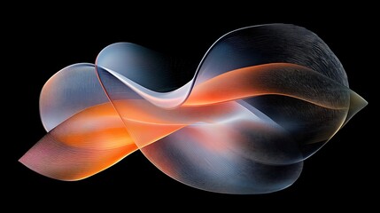 Fototapeta premium Abstract fluid shape with gradient colors on black.