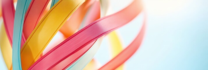 Brightly Colored Ribbons Create Mesmerizing Patterns Around a Maypole Under a Serene Sky