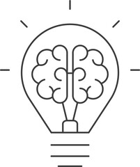 Fototapeta premium Creative idea flat line icon. Idea sign, solution, thinking concept. Lighting Electric lamp, electricity. Brain in lightbulb vector illustration. Thin sign of innovation, solution, education logo.