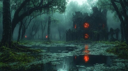 Haunted Swamp Cursed Spirits and Mythical Creatures