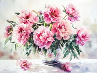 Fototapeta premium Pink Flowers in Vase