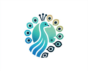 Colorful Peacock bird logo design icon vector illustration. Animal bird template.